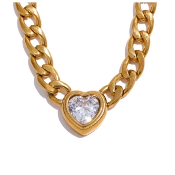 Jewelry - Gold Chain, Heart Necklace, Gold Necklace, Women's Gold Necklace, Gift Idea Girl